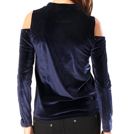 Girls Outfit - Tee Shirt Manches Longues Velours Femme 8857 Bleu Marine
