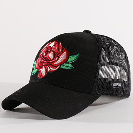 Hechbone - Casquette Trucker Rose Noir Floral