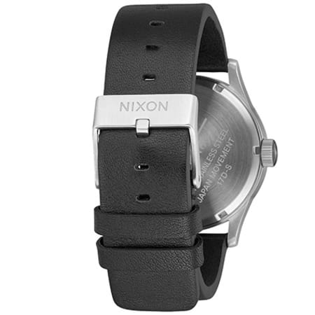 Nixon - Montre Porter Leather A105 2855 Noir Argent Blanc