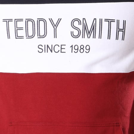 Teddy Smith - Sweat Capuche Sobin Bleu Marine Blanc Rouge