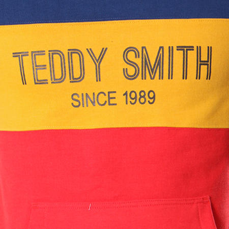 Teddy Smith - Sweat Capuche Sobin Bleu Marine Jaune Rouge