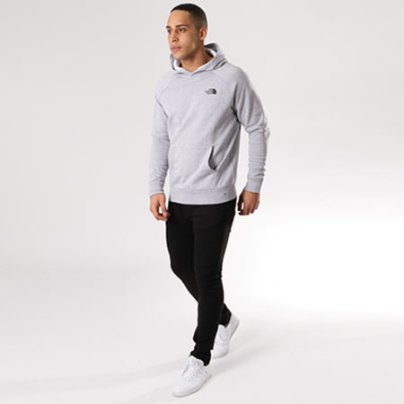 The North Face - Sweat Capuche Raglan Red Box Gris Chiné