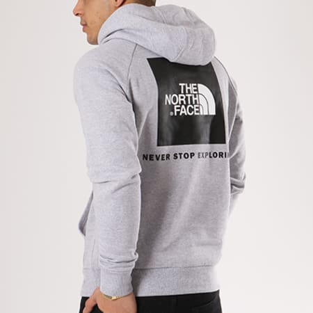 The North Face - Sweat Capuche Raglan Red Box Gris Chiné
