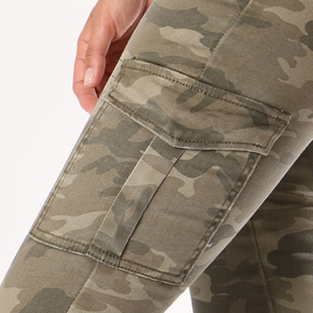 Girls Outfit - Pantalon Cargo Femme H263 Vert Kaki Camouflage