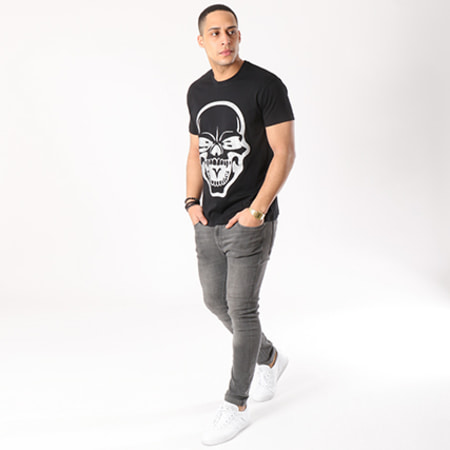 Untouchable - Tee Shirt Skull Noir Argenté