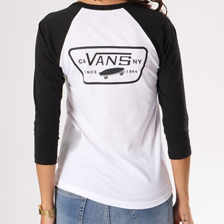 Vans - Tee Shirt Manches Longues Femme Full Patch A31PLYB2 Blanc Noir