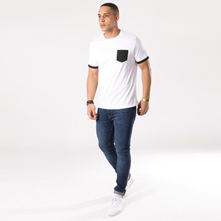 Brave Soul - Tee Shirt Poche Pixel Blanc Noir 