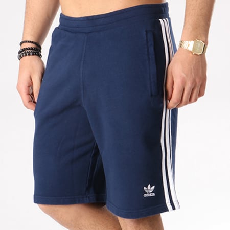 Adidas Originals - Short Jogging Bandes Brodées 3 Stripes CW2438 Bleu Marine Blanc