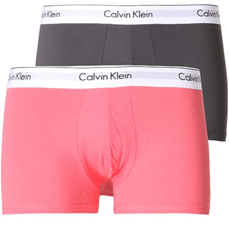 Calvin Klein - Lot De 2 Boxers Modern Cotton NB1086A Rose Gris Anthracite Blanc