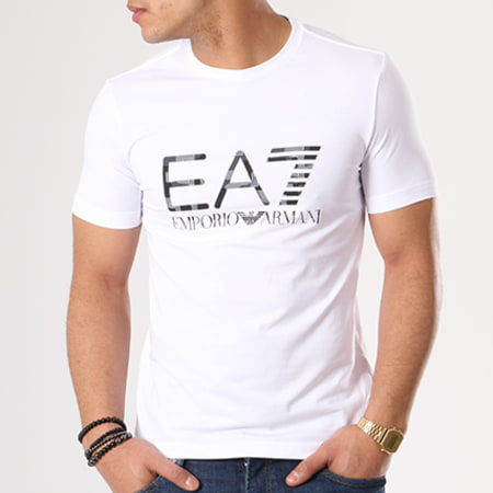EA7 Emporio Armani - Tee Shirt 3ZPT84-PJM5Z Blanc Noir Camouflage 