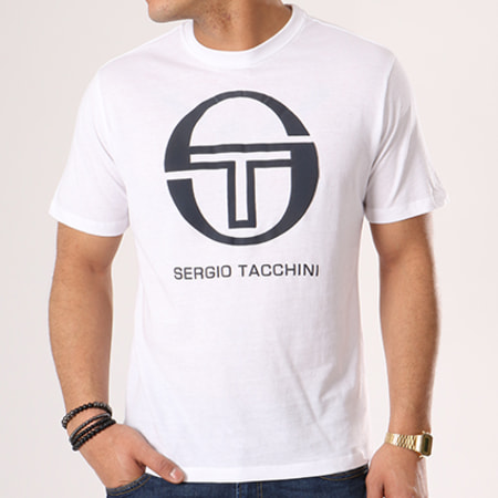 Sergio Tacchini - Tee Shirt Iberis Blanc Bleu Marine