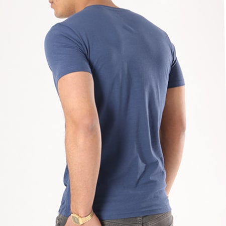 The Fresh Brand - Tee Shirt SHTF051 Bleu Marine Blanc