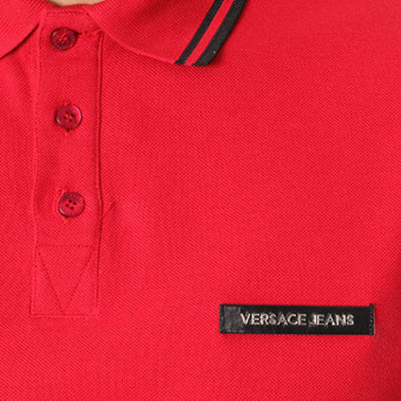 Versace Jeans Couture - Polo Manches Courtes Patch Rouge Noir