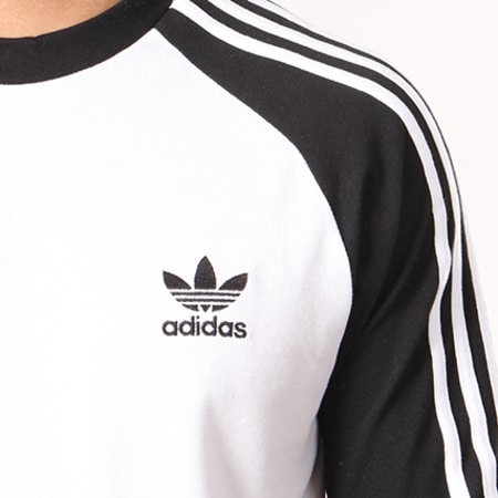 Adidas Originals - Tee Shirt Manches Longues 3 Stripes CW1228 Blanc Noir
