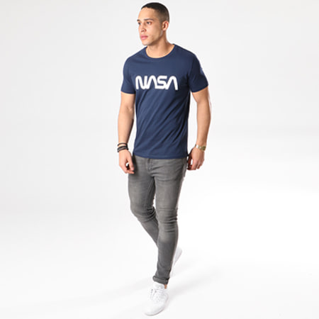 NASA - Tee Shirt Worm Logo Bleu Marine