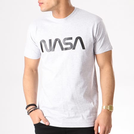 NASA - Tee Shirt Worm Logo Gris Chiné