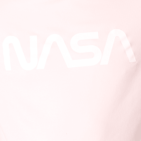 NASA - Sweat Capuche Worm Logo Rose Blanc