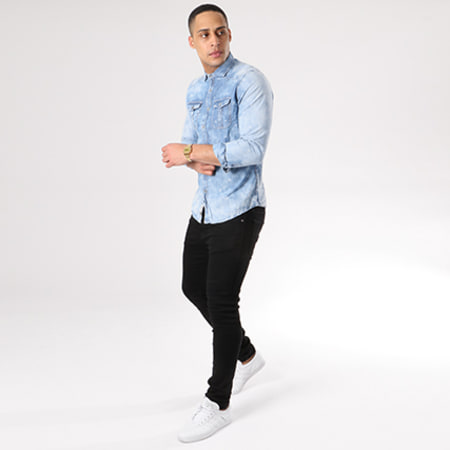Paname Brothers - Chemise Manches Longues Caly Bleu Clair
