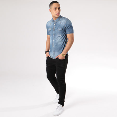 Paname Brothers - Chemise Manches Courtes Candy Bleu Denim