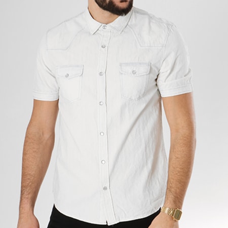 Paname Brothers - Chemise Manches Courtes Cindy Blanc Bleu Clair 