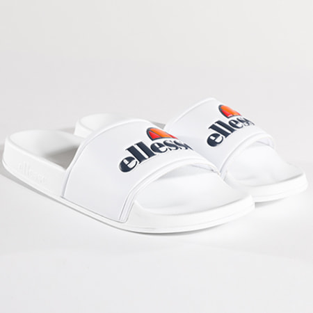 Claquettes Homme Ellesse Duke – Blanc Et Marine – Bride Synthétique, Tige Synthétique – Style Sport Et Décontracté