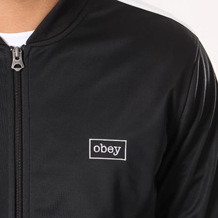 Obey - Veste Zippée Avec Bande Borstal Noir Blanc