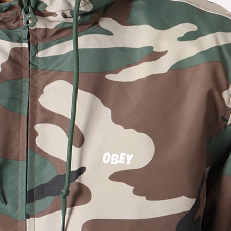 Obey - Veste Zippée Capuche Ambush Vert Kaki Camouflage Marron