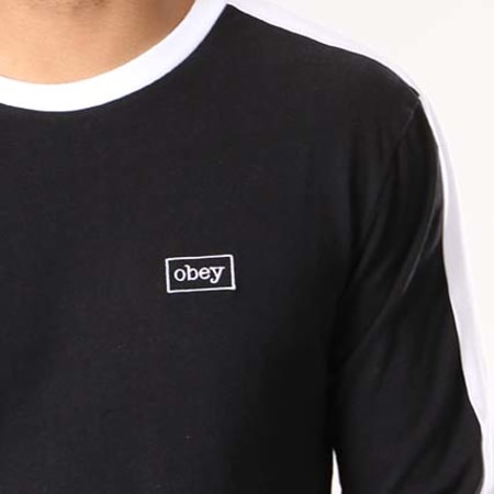 Obey - Tee Shirt Manches Longues Avec Bande Borstal Box Noir Blanc