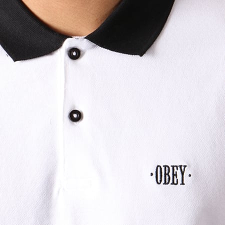 Obey - Polo Manches Courtes No Coast Blanc Noir