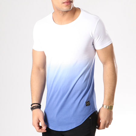 Terance Kole - Tee Shirt Oversize 98047 Blanc Dégradé Bleu Marine