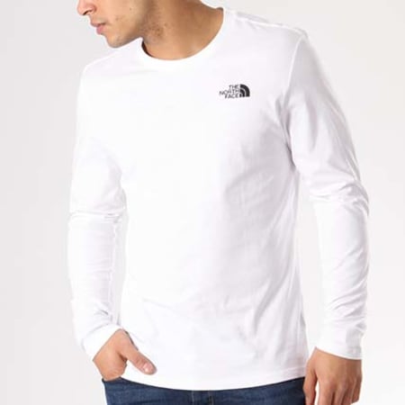 The North Face - Tee Shirt Manches Longues Easy Blanc Noir