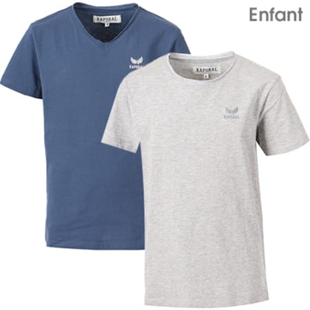 Kaporal - Lot De 2 Tee Shirts Enfant Rift Bleu Marine Gris Chiné