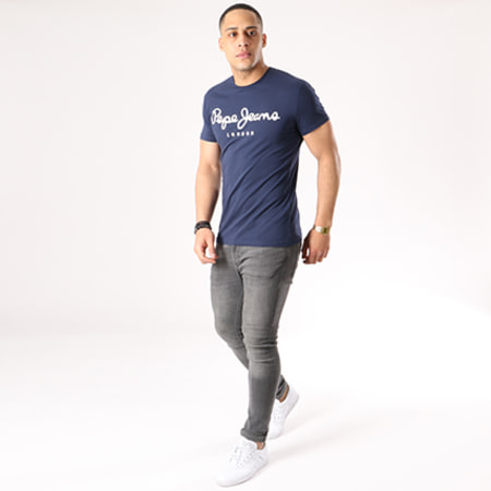 Pepe Jeans - Tee Shirt Original Stretch Bleu Marine