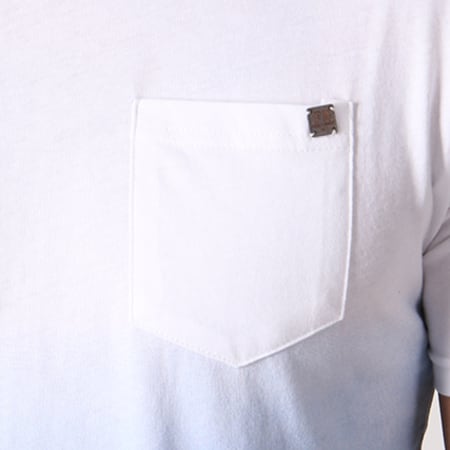 The Fresh Brand - Tee Shirt Poche SHTF871 Blanc Dégradé Bleu Clair