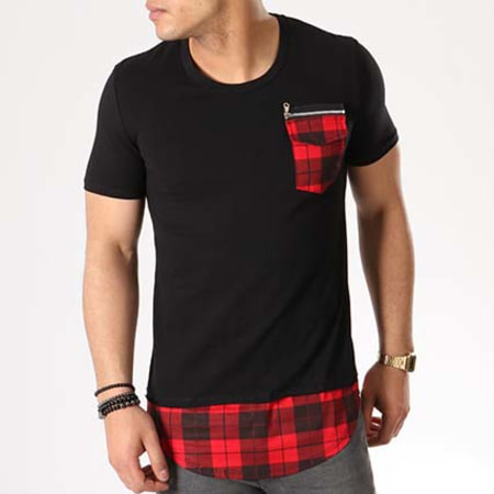 VIP Clothing - Tee Shirt Poche Oversize 1750 Noir Rouge