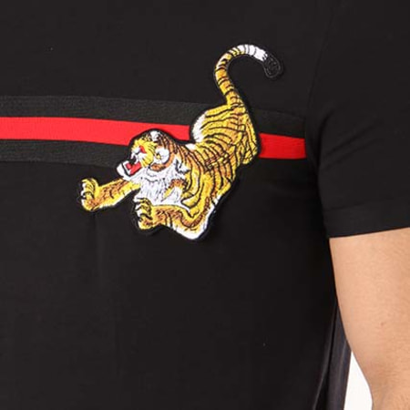 VIP Clothing - Tee Shirt Oversize Tigre Bandes Brodés 1757 Noir