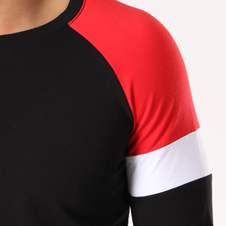 Aarhon - Tee Shirt Manches Longues Tricolore 18-020 Noir Blanc Rouge