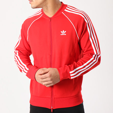 Adidas Originals - Veste Zippée Avec Bandes Brodées SST CW1257 Rouge Blanc