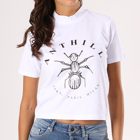 Anthill - Tee Shirt Crop Femme Logo Blanc