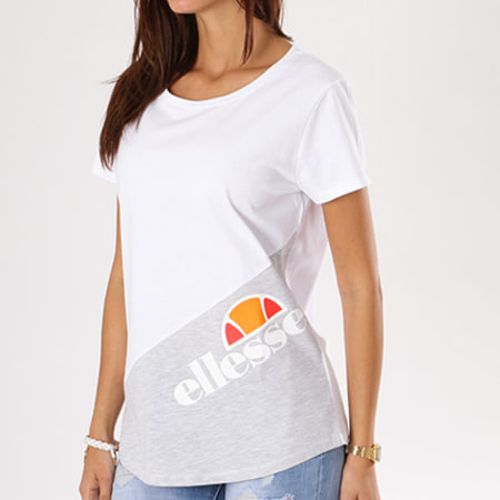 Ellesse - Tee Shirt Oversize Femme Bicolore Blanc Gris Chiné