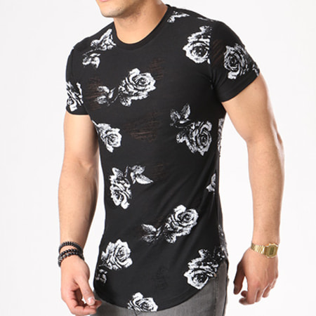 John H - Tee Shirt Oversize 1858 Noir Floral