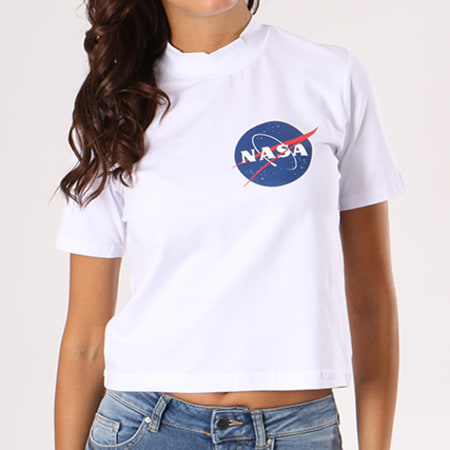 NASA - Tee Shirt Crop Femme Insignia Blanc