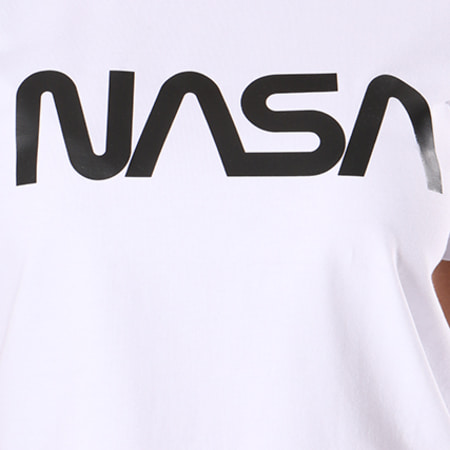 NASA - Tee Shirt Crop Femme Worm Logo Blanc