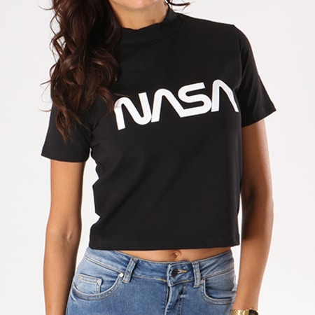 NASA - Tee Shirt Crop Femme Worm Logo Noir