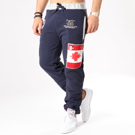 Canadian Peak - Pantalon Jogging Patchs Brodés Mace Bleu Marine Gris Chiné