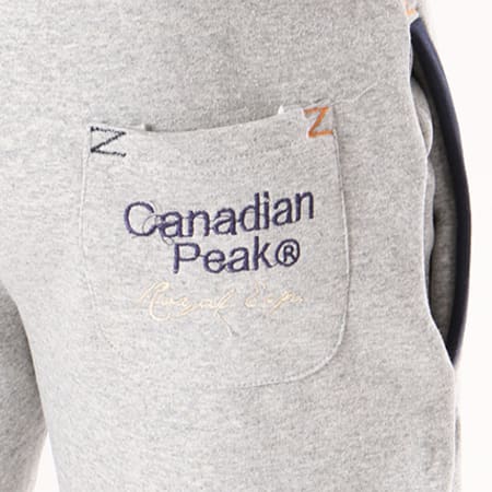 Canadian Peak - Pantalon Jogging Patchs Brodés Mace Gris Chiné Bleu Marine