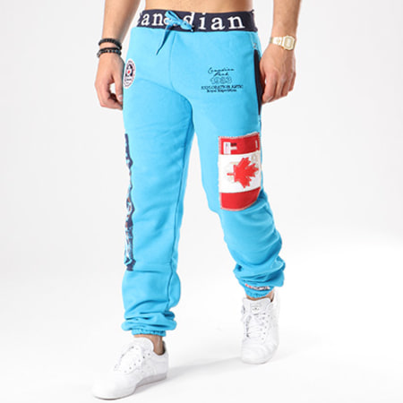 Canadian Peak - Pantalon Jogging Patchs Brodés Mace Bleu Clair Bleu Marine