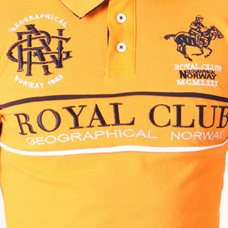 Geographical Norway - Polo Manches Longues Patchs Brodés Kockpit Orange
