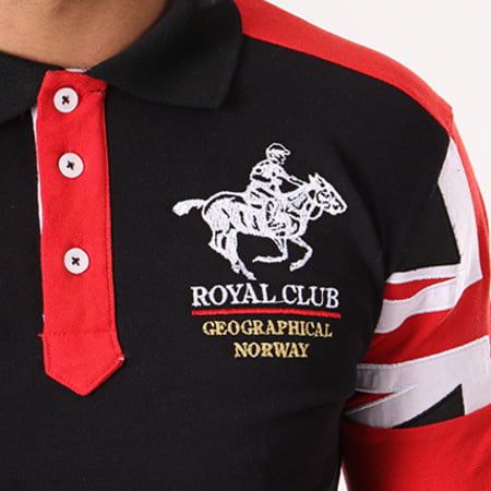 Geographical Norway - Polo Manches Longues Patchs Brodés Koduk Noir Rouge