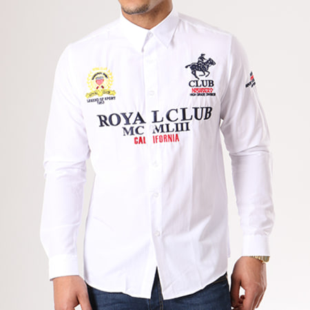 Geographical Norway Chemise Manches Longues Patchs Brodes Zeratine Blanc Ryses